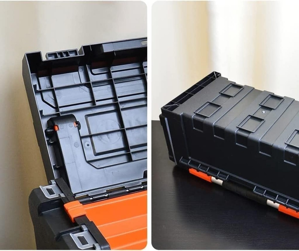 Solid Tool Box with Removable Tray 2 Parts Boxes, Plastic Portable Tool Organi