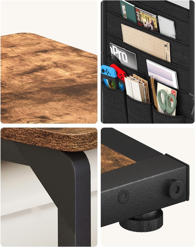 C-Shaped End Table W/ Storage Bag Small Couch Side Table Sofa TV Tray Table New