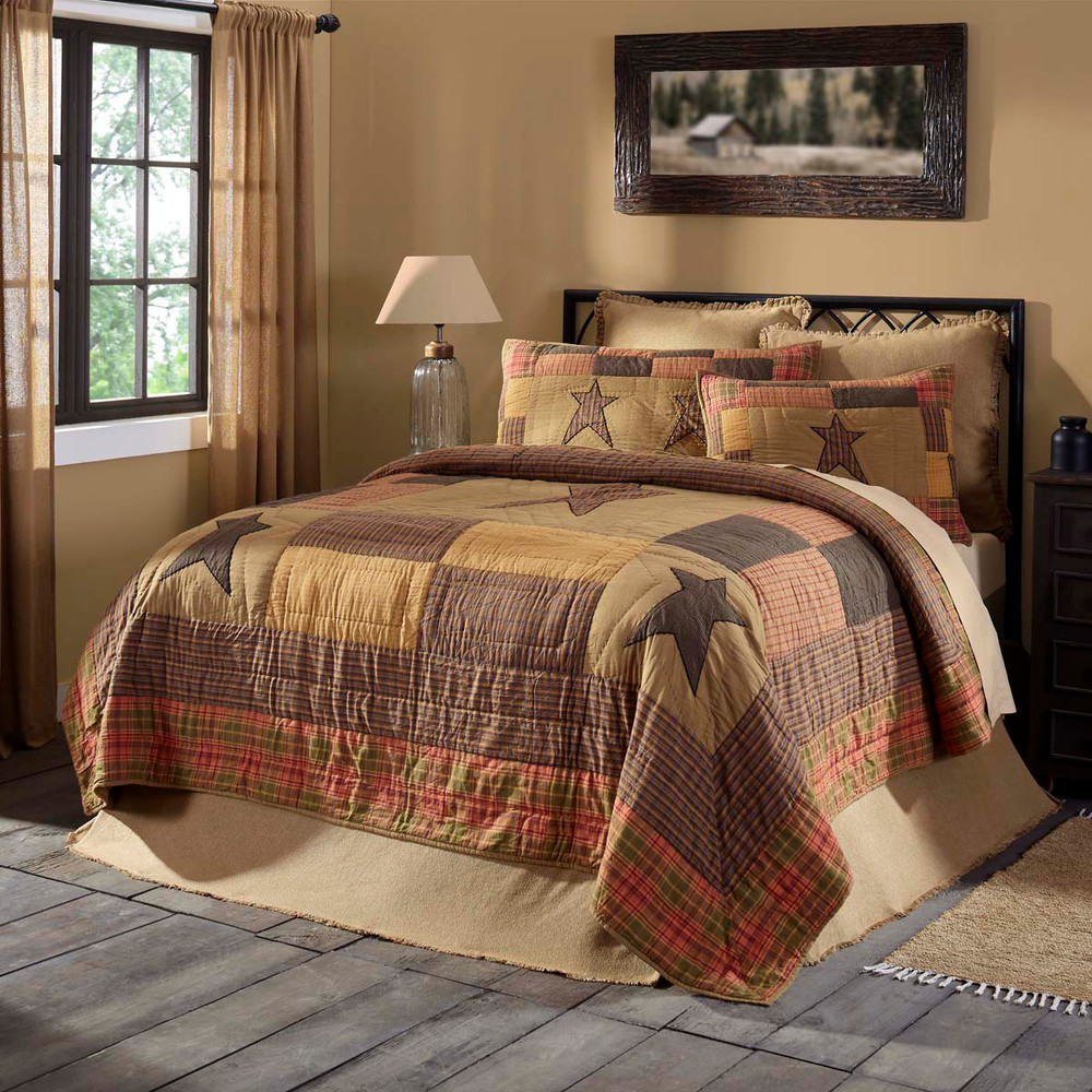 STRATTON STAR STANDARD SHAM : RUSTIC CABIN PRIMITIVE BROWN PILLOW COVER
