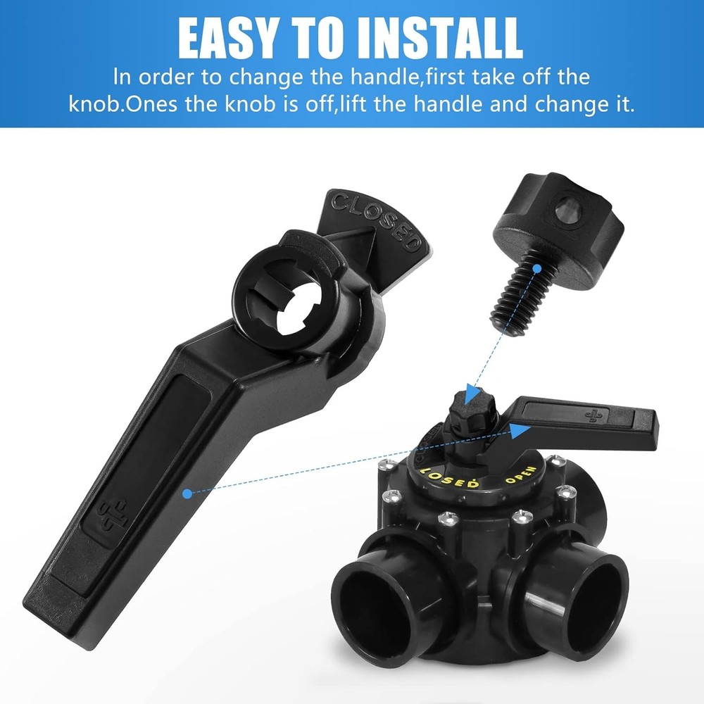 Pool Valve Handle Replacement for praher pool valve handle 2-pack Black