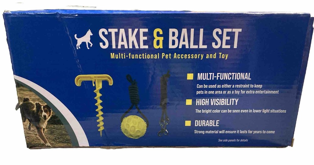 Stake & Ball Set Multi-Functional Pet Accessory And Toy or Restraint