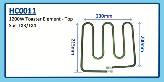 1200W TOASTER ELEMENT - TOP HC0011 TX3 TX4
