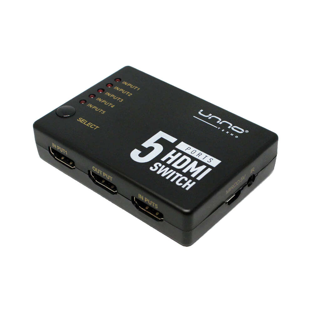 HDMI Switch 5 ports 4K/2K, Automatic Switching, USB Powered, Remote Control