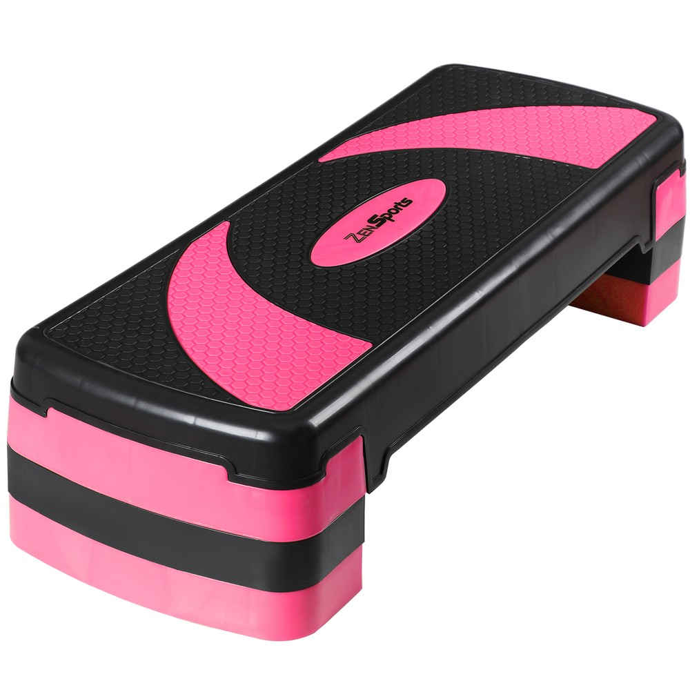 30" Aerobic Exercise Step Adjustable Aerobic Stepper Workout Step Platform Pink
