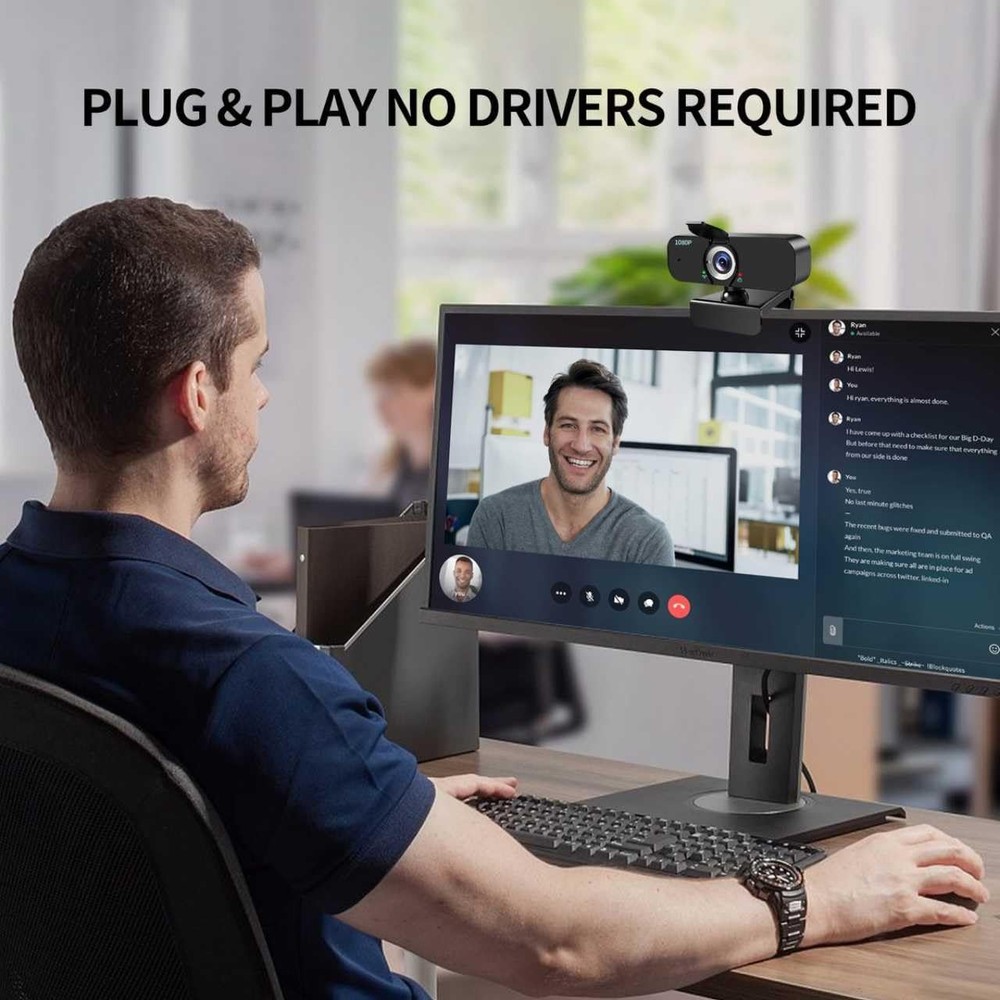 1080P Webcam for Computer/Laptop/Desktop/PC, External Camera with Microphone, US