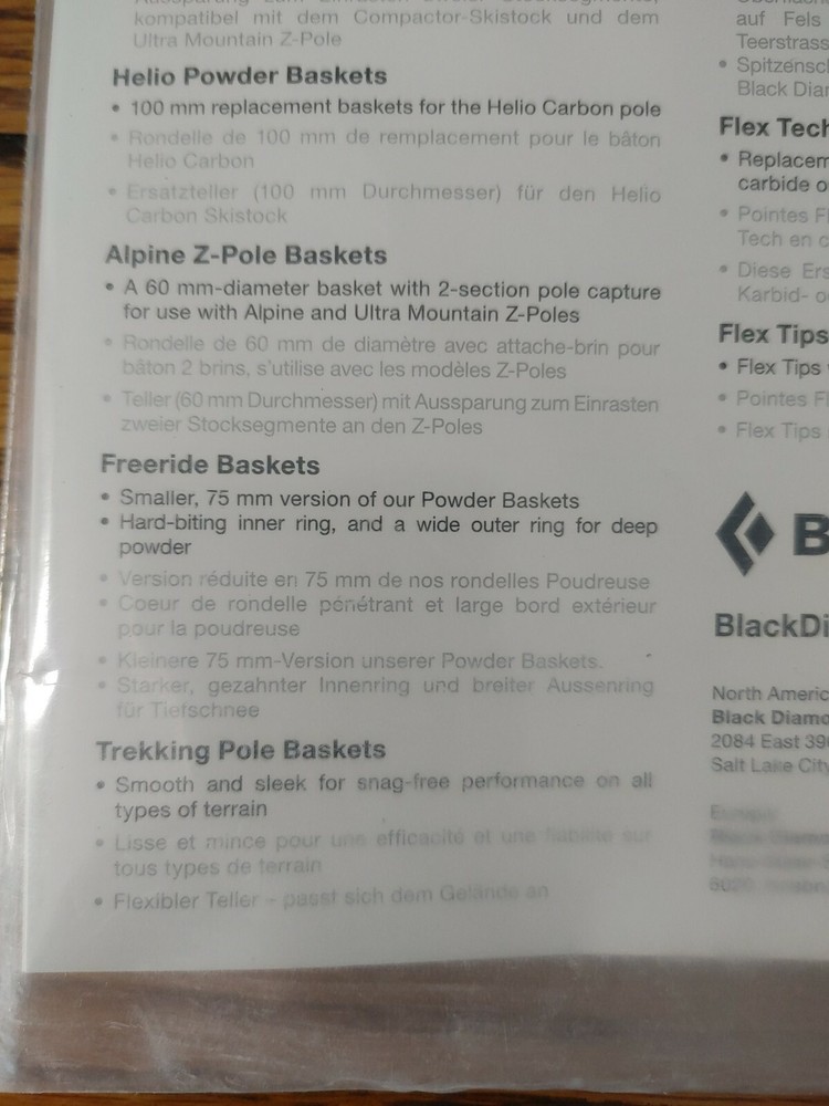 Black Diamond Trekking Pole Spare Basket 2 Baskets per package.