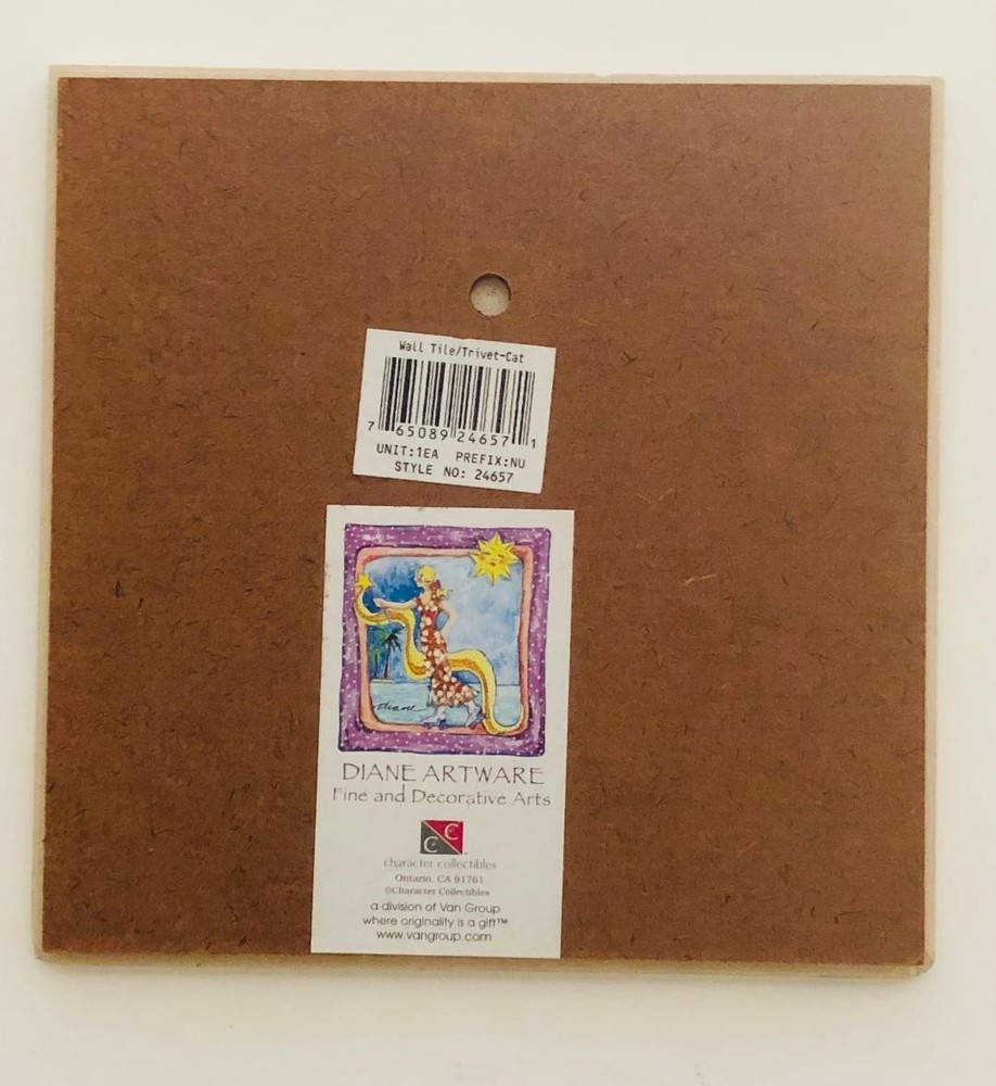 DIANE ARTWARE Wall Tile / Trivet "Cat" 6x6