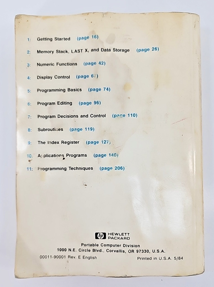 HP-11C Scientific Calculator Owner's Handbook Problem-Solving Guide Manual 1982