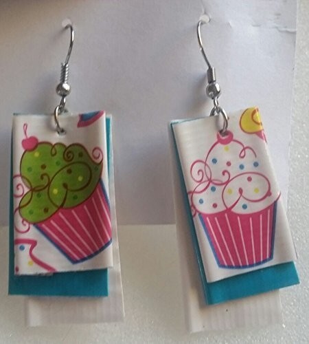 Cupcake earrings duct tape lightweight handmade