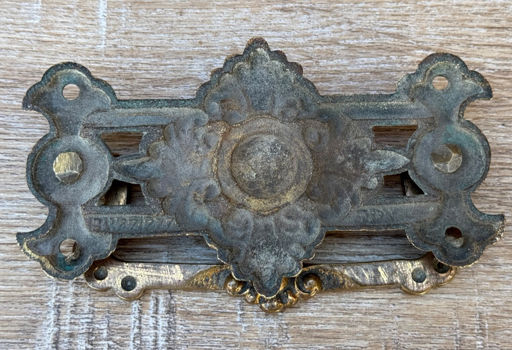 ANTIQUE LARGE BRASS DRAWER PULL HANDLE
