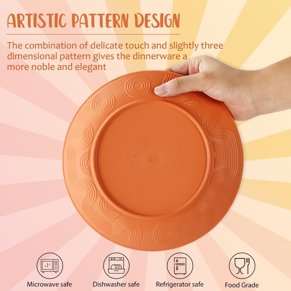 Perlapoc Wheat Straw Dinnerware Set 40 PCS - Service for 8 | Plates Bowls Set...