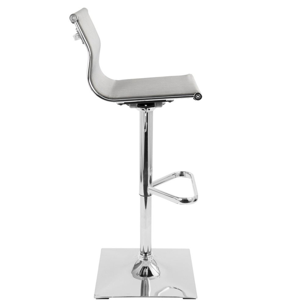 Mirage Contemporary Adjustable Barstool with Swivel in Silver by