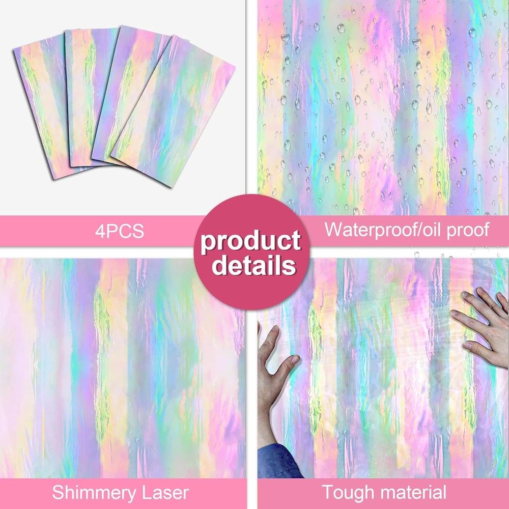 OHOME 4 Pack Iridescence Plastic 54" x 108", Iridescent Tablecloth