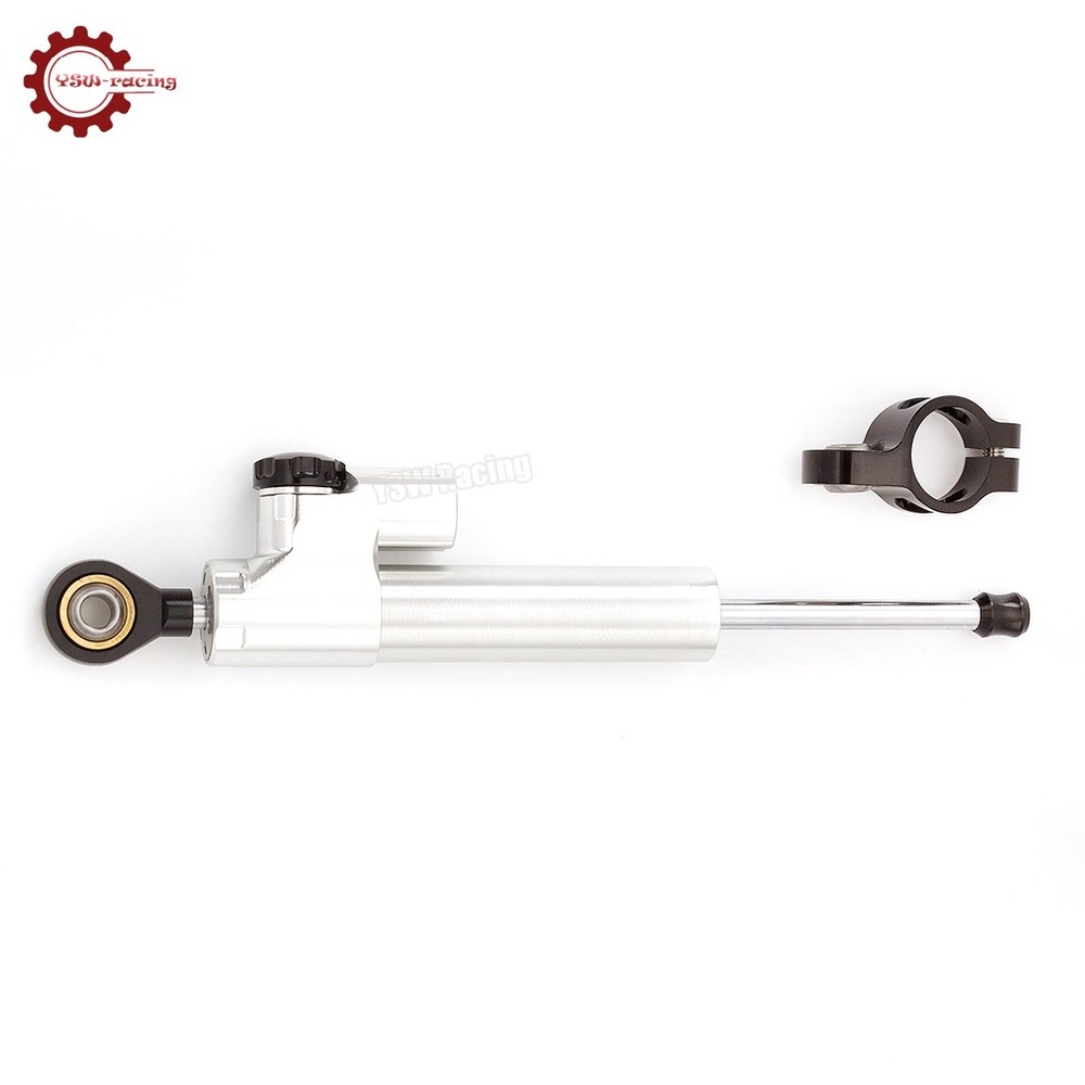 CNC Silver Steering Damper Motorcycle Stabilizer Linear Reversed Safe Control US
