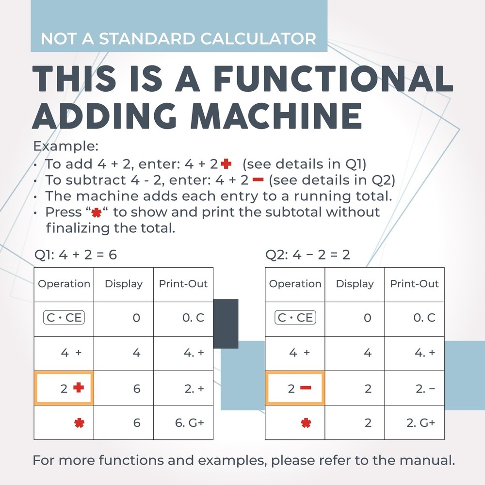 Black Adding Machine with 2 Color Printer Easy Load Ergonomic Design