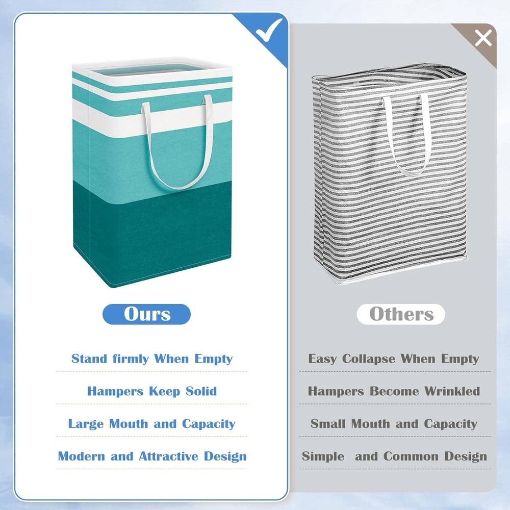3-Pack Laundry Basket Freestanding Waterproof Laundry Hamper Collapsible Tall