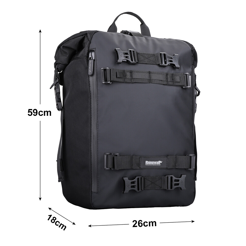 Multi-function Motorcycle Rear Seat Bag PU Coating Riding Storage Backpack 20L
