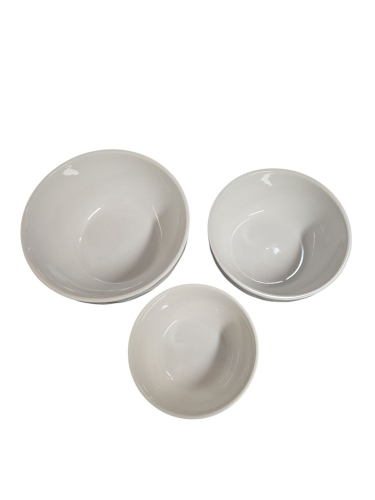 Parini 3pc White Ceramic Mixing Bowl Set - Small, Medium, Large