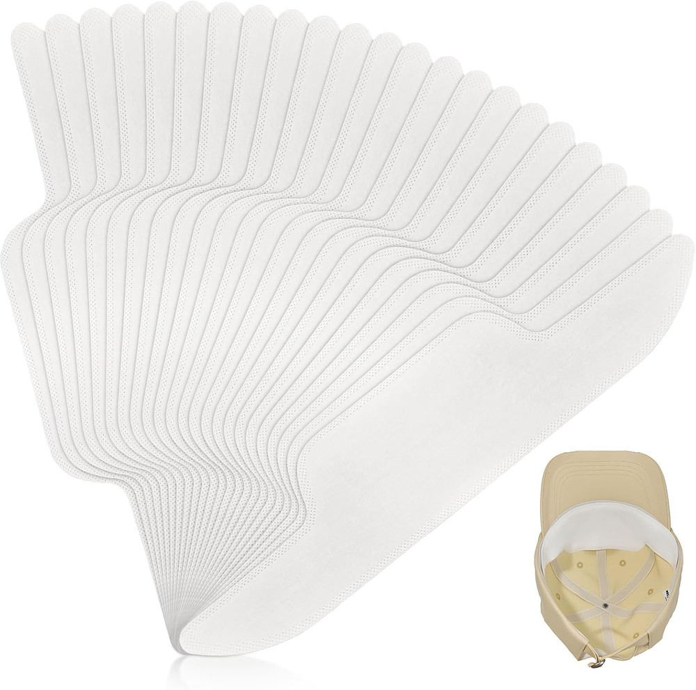 Hat Sweat Liner Shields Absorbing Pad 50 Pcs, Disposable Protector Cap Sweat ...