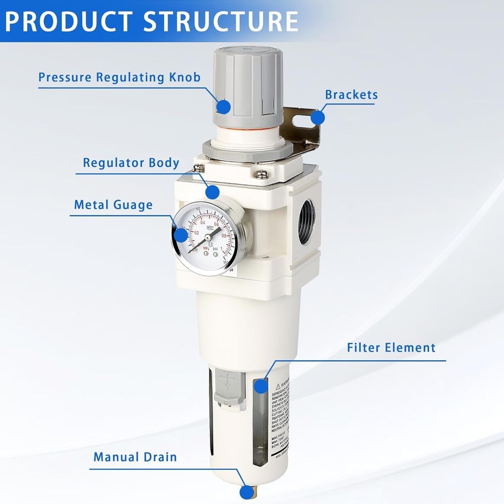 WeiTeng 1" NPT Compressed Air Filter Regulator Combo