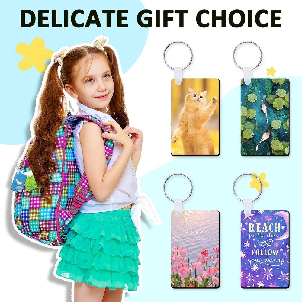 10 Pack Sublimation Keychain Blanks, MDF Double Sided Sublimation Blanks Keyc...