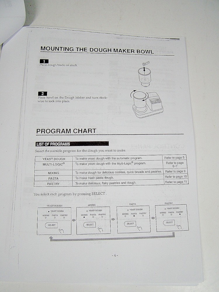 Welbilt DM2000 Dough Maker INSTRUCTION OWNERS MANUAL Only (No Machine)