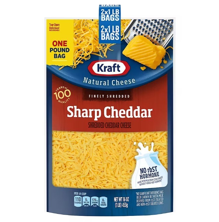 Kraft Sharp Cheddar Finely Shredded Cheese, 2 pk./1 lb.