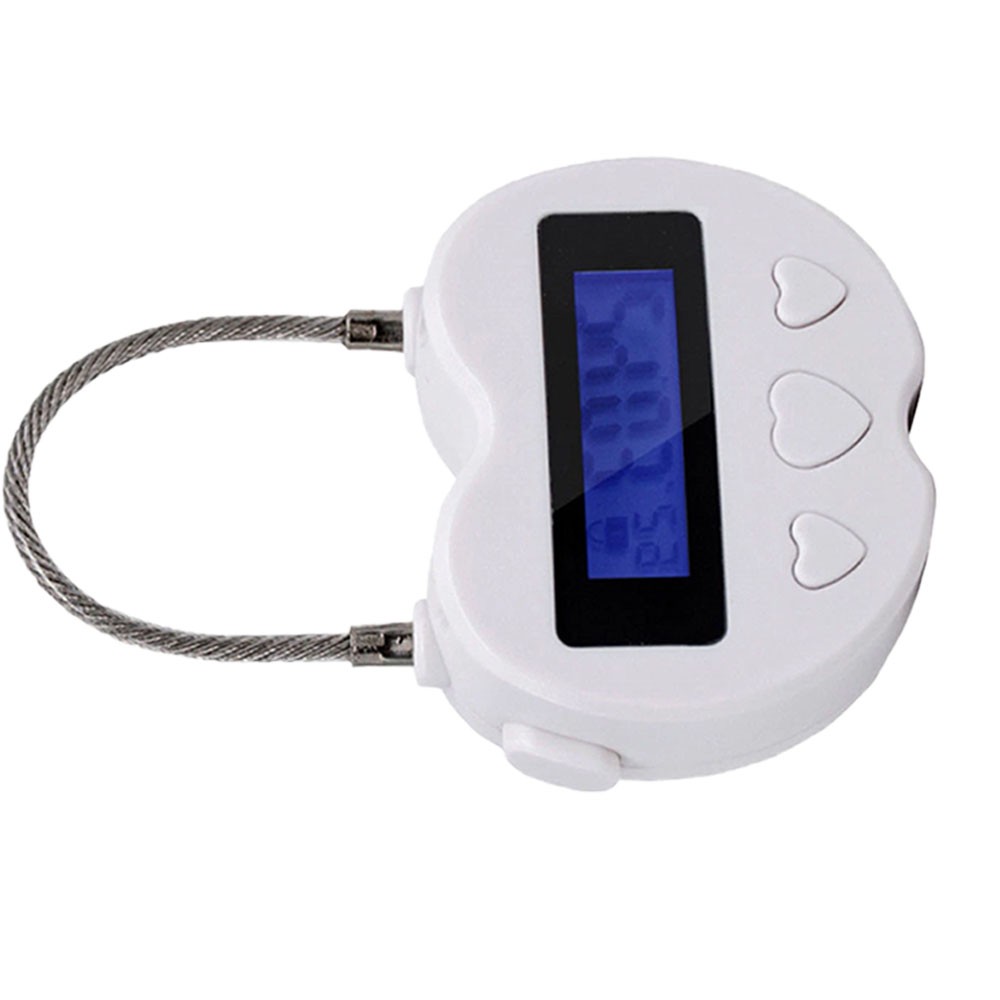 2PC White USB Rechargeable Smart Time Lock LCD Display Temporary Timer Padlock