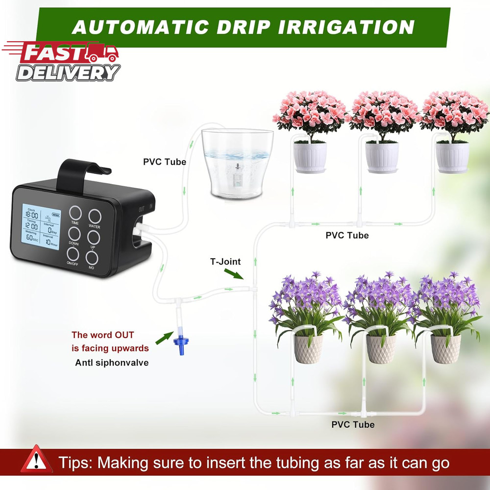 Automatic Plant Waterer Indoor: Drip Irrigation System with Large Display, Easy