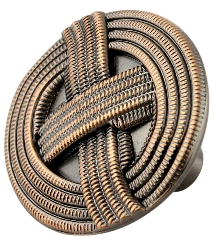 1-1/2" Braid Oval Knob Red Brushed Copper