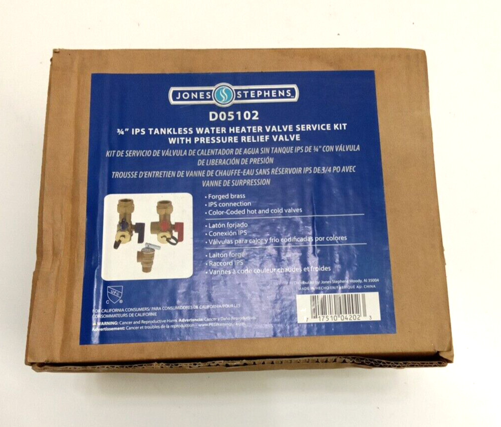 Jones Stephens D05102 3/4" IPS Tankless Water Heater Valve Kit w/Pressure Relief