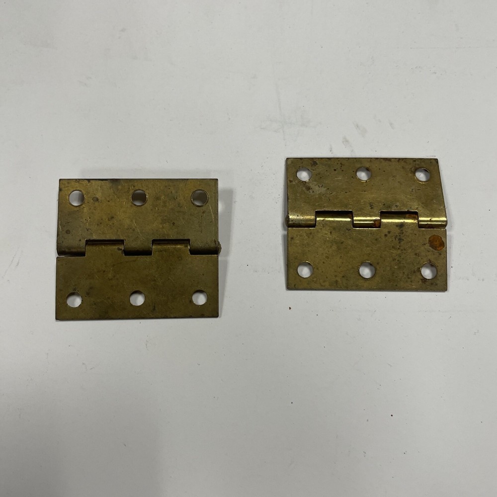 2 Vintage Brass Hinges Rusty