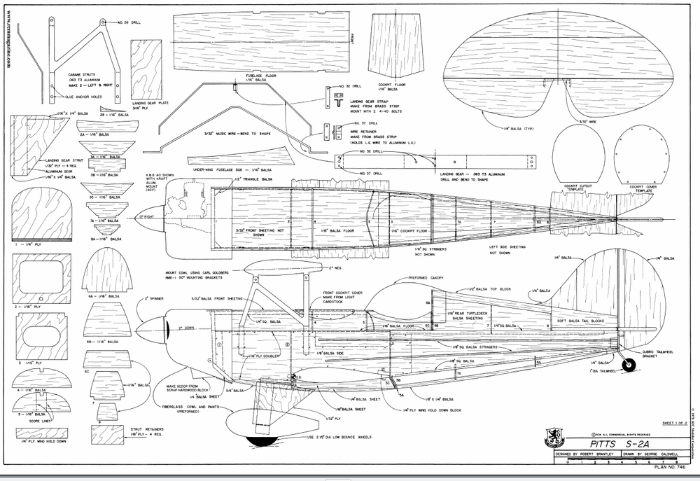 Pitts S2A Sport Scale RC AIrplane Printed Plans & Templates