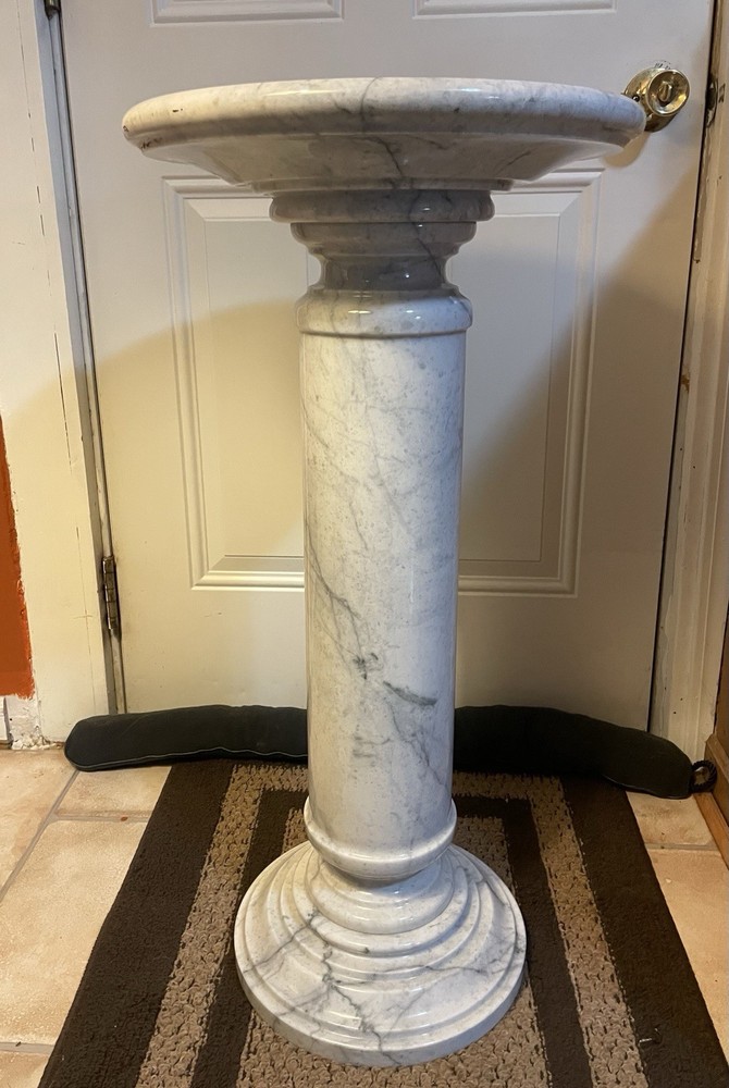 Vintage Solid Marble Pedestal or Column 32” Tall Very Heavy