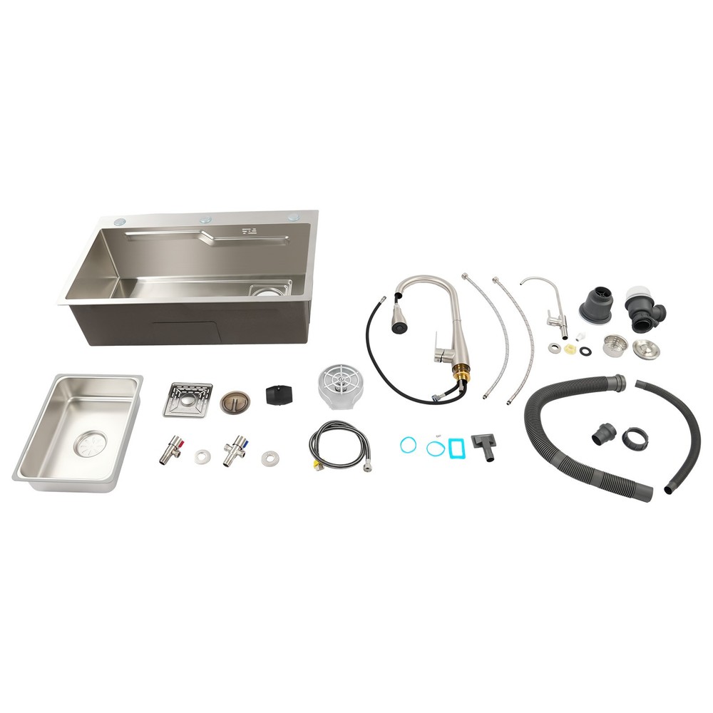 29.53-inch Undermount Workstation Kitchen Sink Single Bowl with Pull-out Faucet