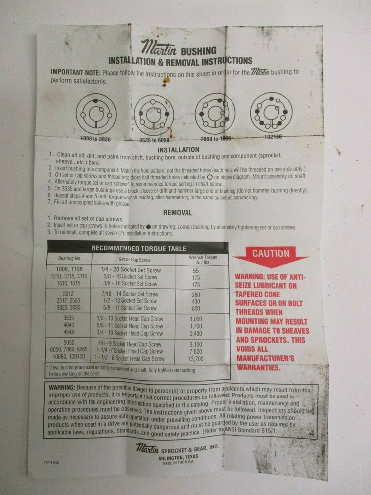 MARTIN, TAPERLOCK BUSHING, 6TN39381