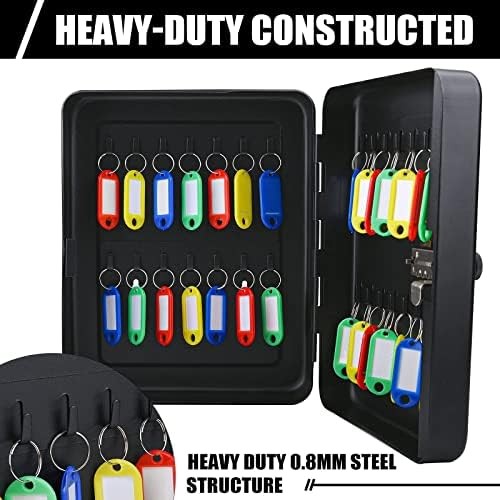 Key Lock Box Wall Mount with Combination 28 Hooks Tags