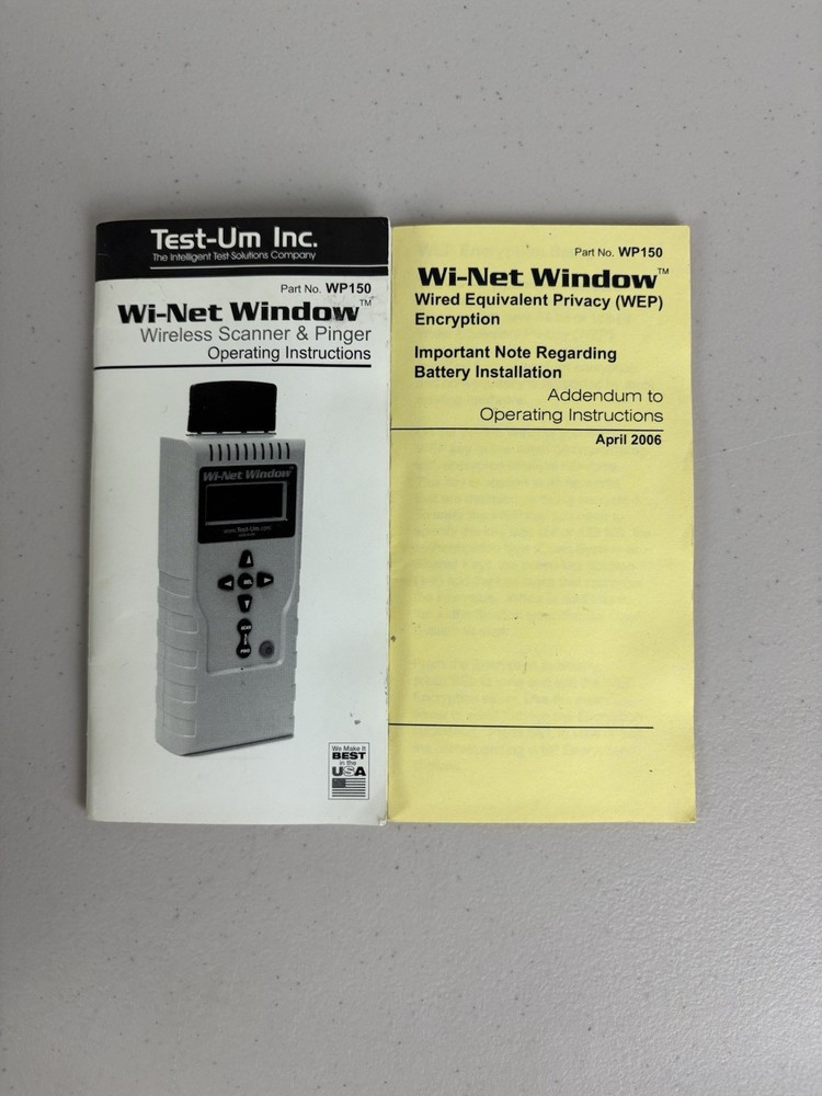 Wi-Net Window Wireless Network Analyzer Scanner Pinger Tester WP150 Test