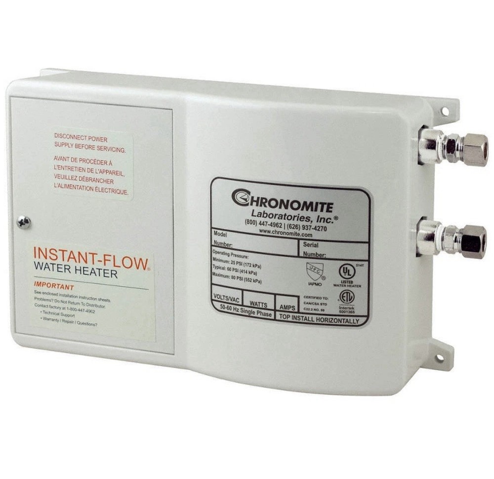 Chronomite Labs SR-30/208-W-I Electric Tankless Water Heater - White