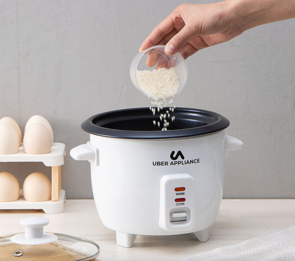 Uber Appliance Rice Cooker 6 Cup One Touch Cooking Function- WHITE