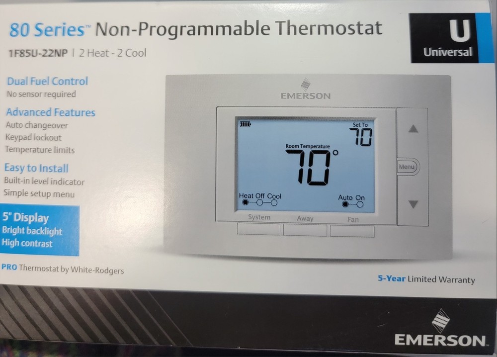 Emerson 1F85U-22NP Non-Programmable Thermostat - White