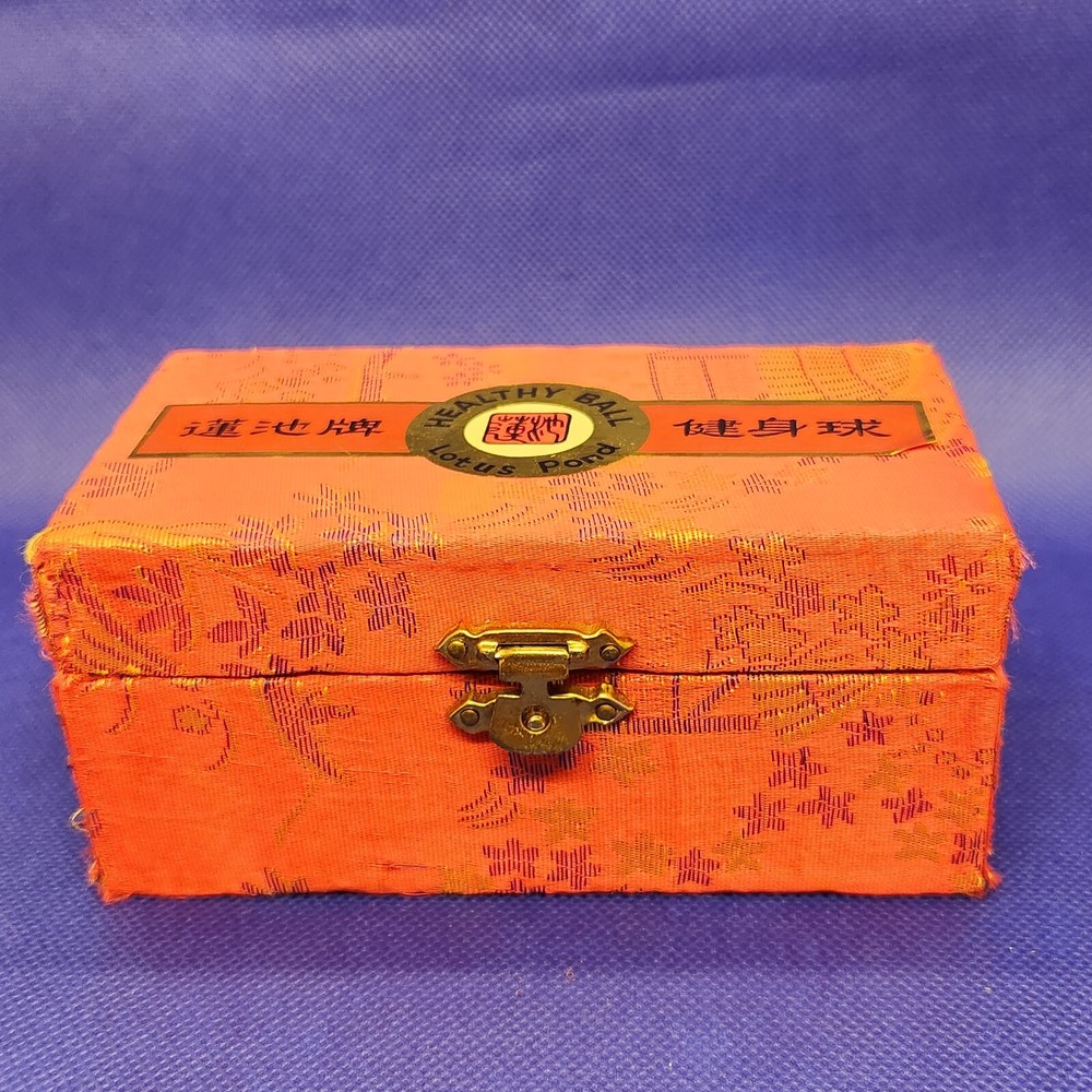 Chinese Cloisonné Baoding Balls Healing Meditation Dexterity Red Silk Case