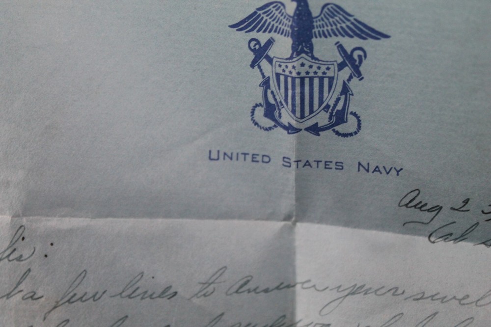 Vintage August 24 1945 WWII Envelope / Letter US Navy Sensor
