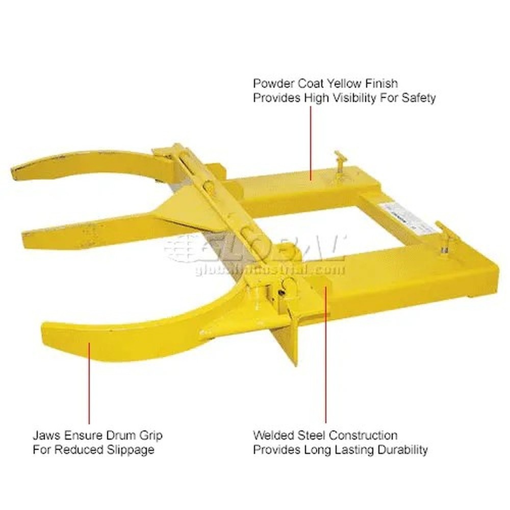 Global Industrial? Double Fork Mounted Forklift Drum Gripper 3000 Lb. Capacity