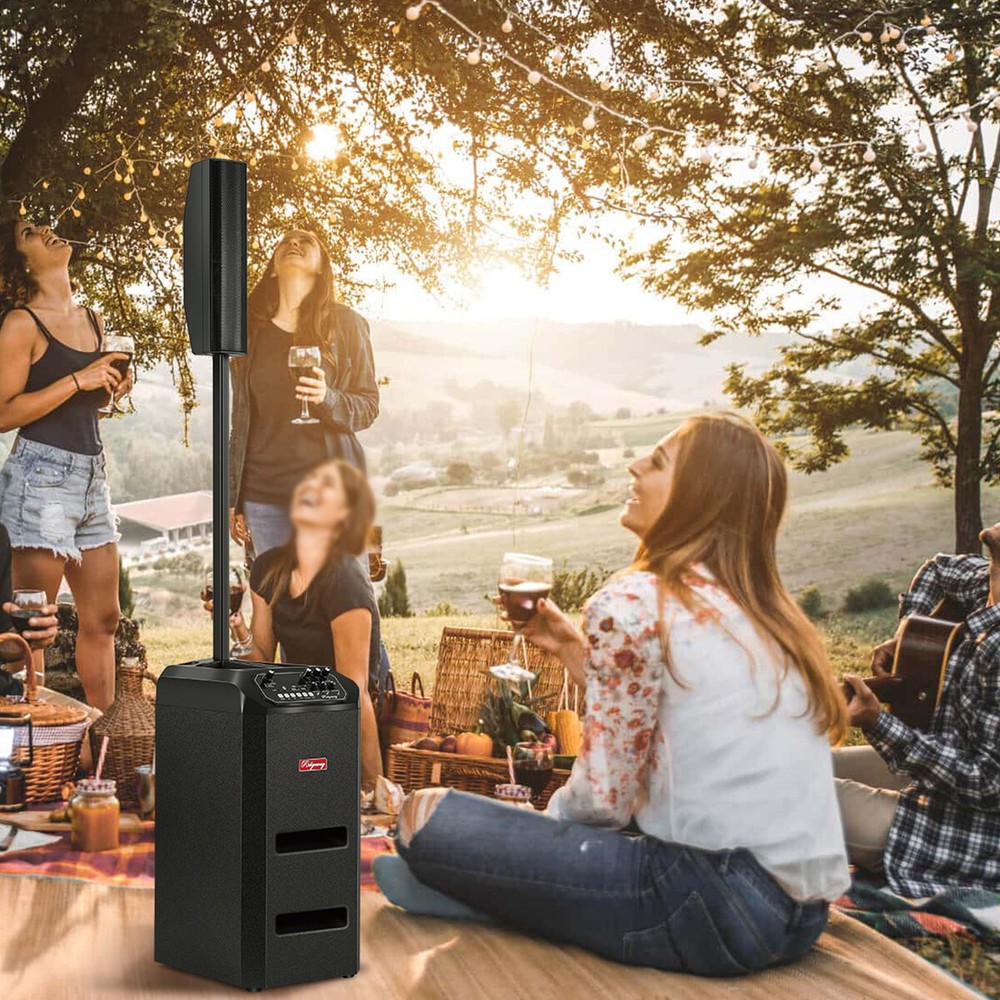 5000W 8"Portable Bluetooth Line Array DJ/PA Speaker System w/2 Wireless Microphe