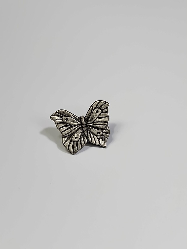 Butterfly Lapel Pin Silver Color Metal
