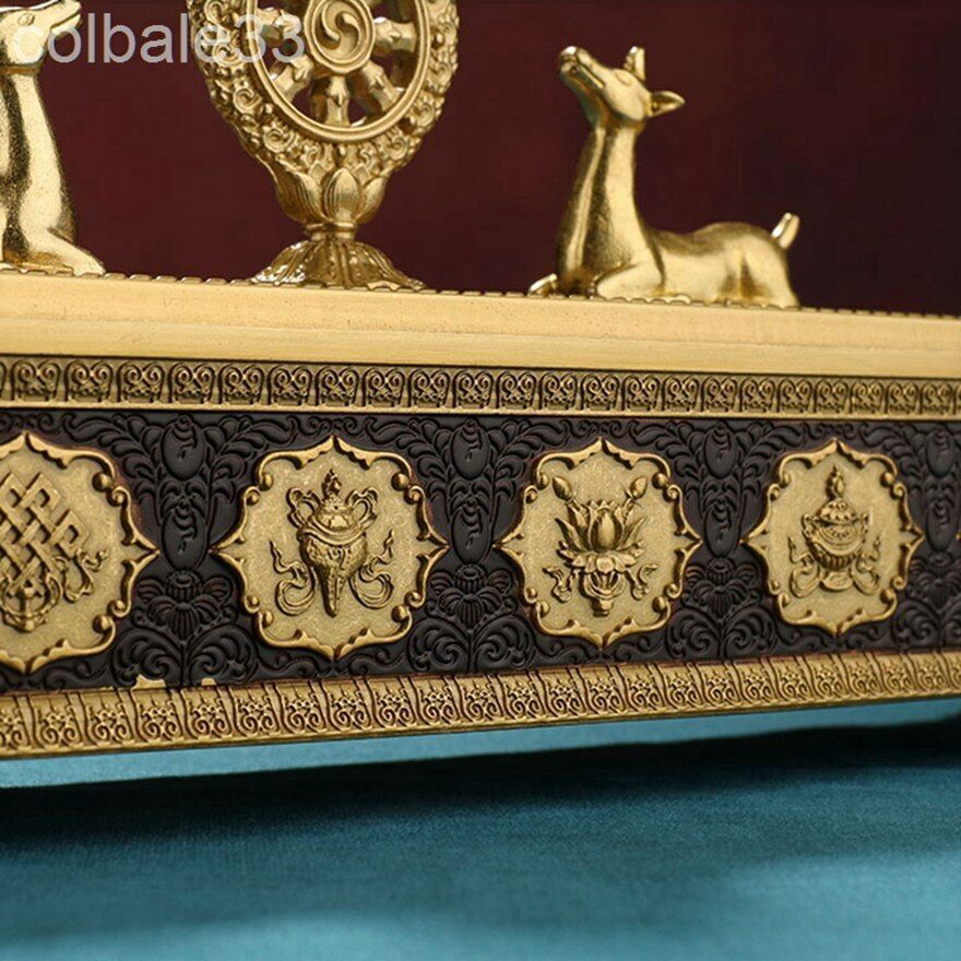 32cm Tibetan copper Eight auspicious things Lying incense burner