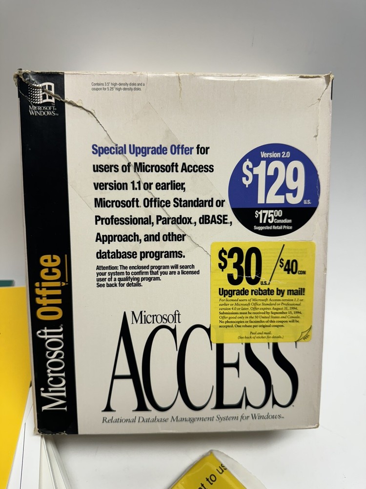 VINTAGE 1994 NOS Microsoft Office Access Version 2.0 Database Management System