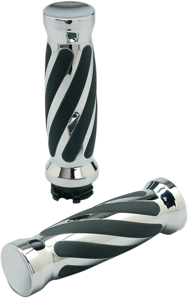PRO-ONE PERF.MFG. 490011 Custom Twisted Rubber Grips - Chrome