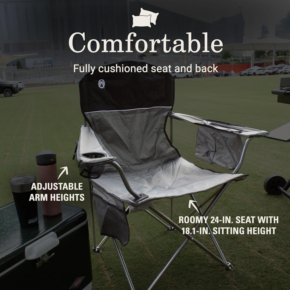 Portable Camping Chair with Cooler Grey